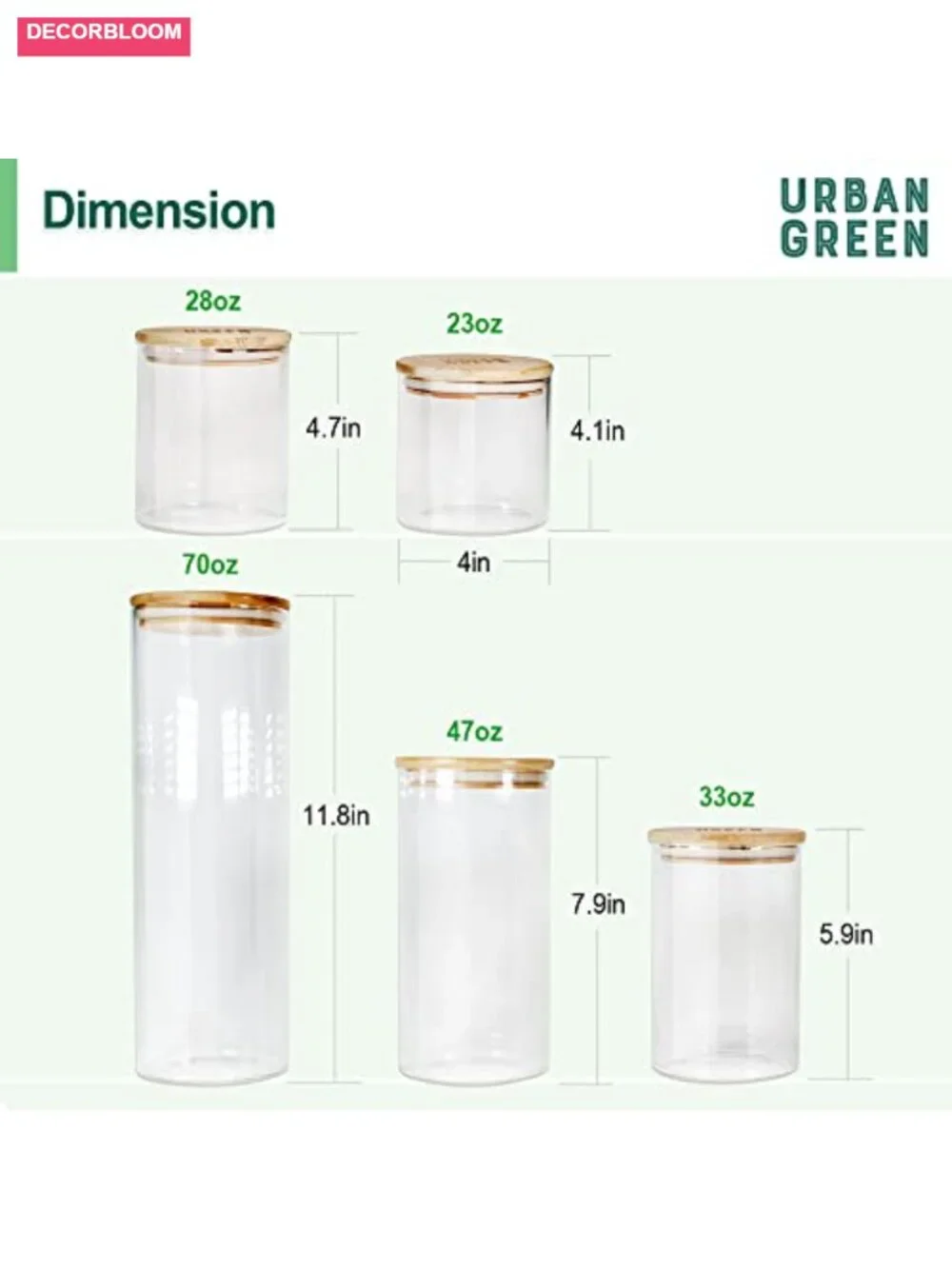 Bamboo Lid Glass Jars with Airtight Locking Lids for Dry Food Storage